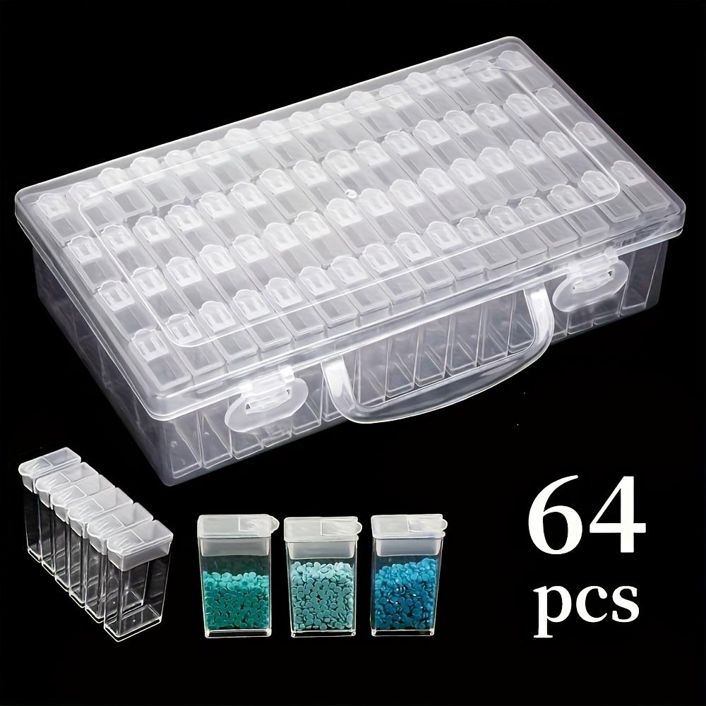 64-Grid Clear Plastic Diamond Painting Tool & Bead Storage Case Versatile Art Supplies Organizer Set with Secure Latches Craft Organizer, Transparent