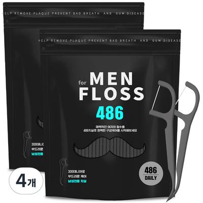 AK Men's Living 486 Dental Floss, 486 Pieces, 4 Pieces