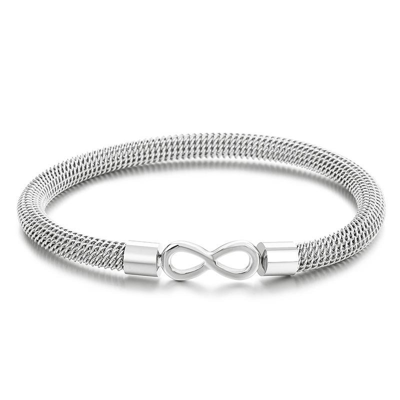 Brățară elastică din plasă de sârmă de oțel țesută din oțel titan Brățară deschisă infinită cu 8 caractere