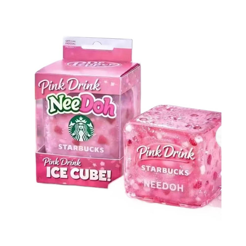 Dr Pepper x NeeDoh Nice Cube Squishy Stressabbau Spielzeug, Weicher Knetwürfel für Kinder & Erwachsene, Sensorisches Spielzeug zur Angstlinderung pink