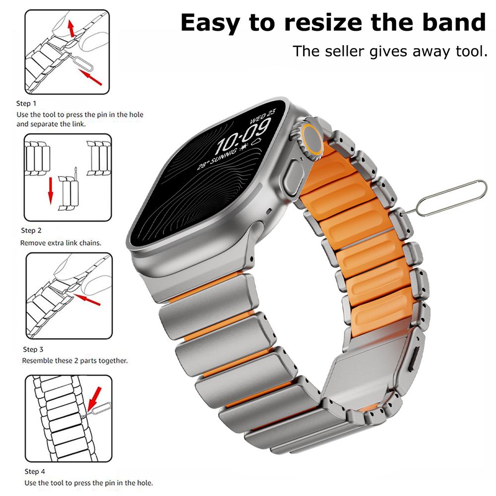 Titanium Fluoroelastomer Rubber Strap For Apple Watch Series 11 Band 46mm Magnetic Belt For Iwatch Ultra3 49mm 10 9 8 7 45mm 6 5 4 Se 44mm 42mm