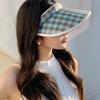 Hair Hoop Style Summer Empty Top Cap Plaid Print Sun Protection Hats Large Brim Sun Hat  Vacation