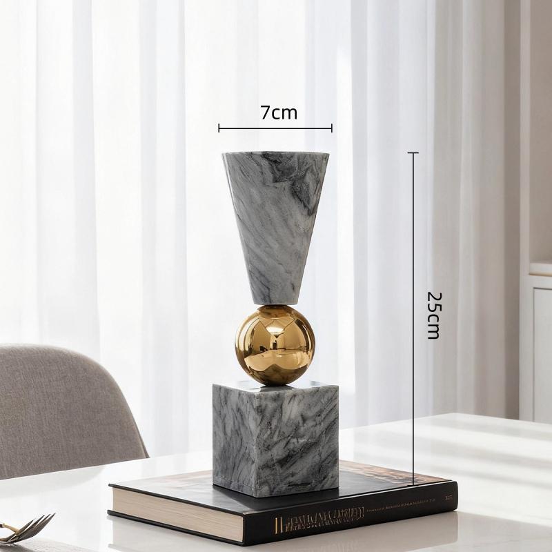 Marble Candlestick Candle Holder Geometric Golden Sphere Marble Ornaments Centerpieces Candle Stick Holder Home Decoration