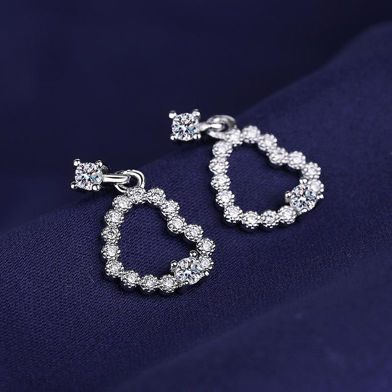 Fine Jewelry 925 Sterling Silver Earrings Inlaid with Zircon Crystal Flower Earrings Charm Jewelry for Women Gift Engagement