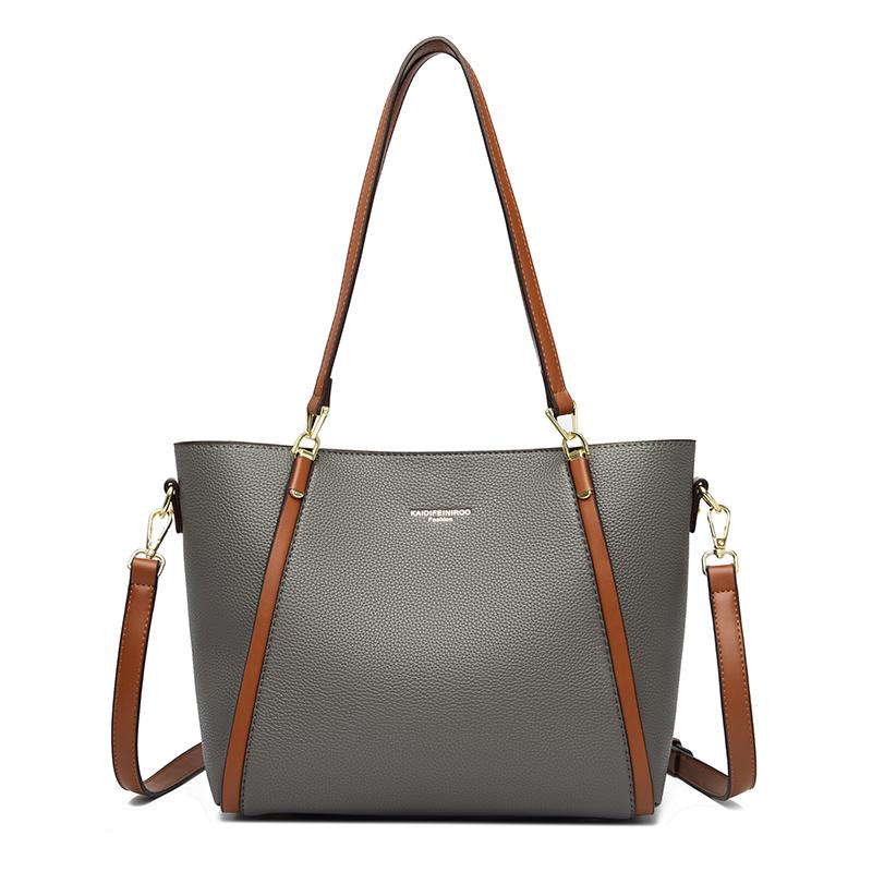 High-quality Vintage Design Leather Bucket Handbag For Women Casual Large Capacity Shoulder Crossbody Bag Fashion Shopper Totes