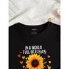 European sizes Women'S Oversized Casual T-Shirt - Vibrant Green Sunflower & Heart Print with "In a World Full of Foses Be a Sunflower" Quote