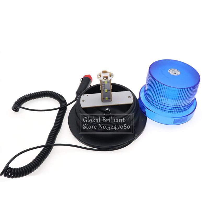12V-24V Magnetic Car LED Strobe Warning Light Emergency Vehicle Beacon Lamp Orange Blue Red Rotating Traffice Indication Flash