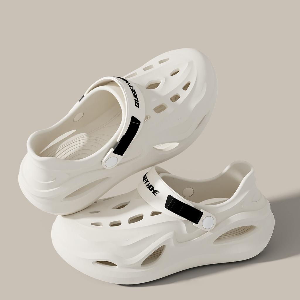 Queeyhome Men'S Sandals Summer Anti Slip Thick Sole Sports Slippers Indoor Outdoor Clogs Beach Fishing Fashion Hole Aqua Shoes