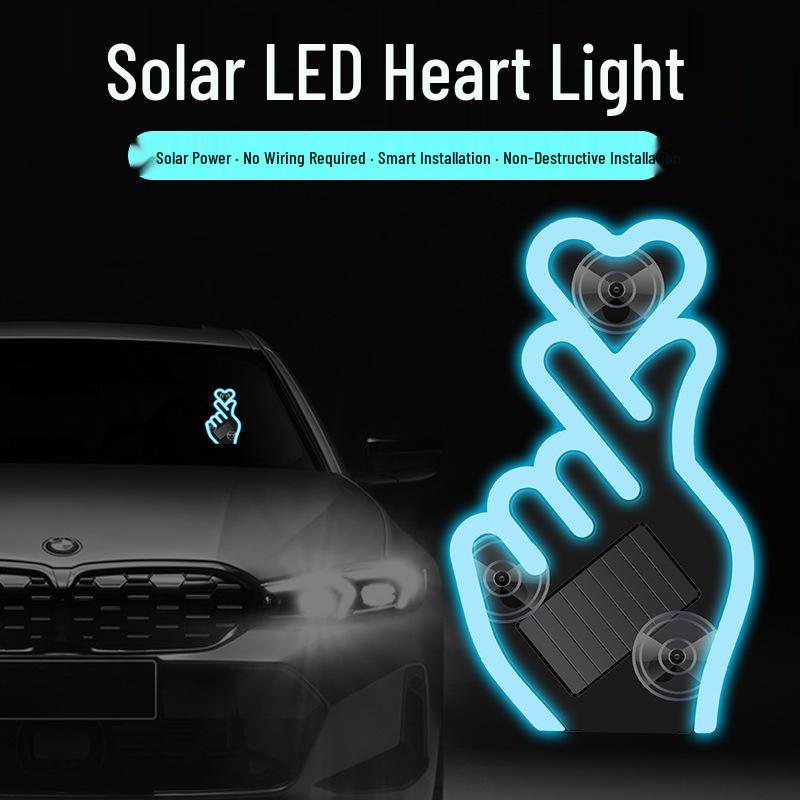Solar-Powered Wireless Heart-Shaped LED Triangle Light for Car Interior Decoration