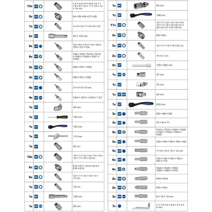 Coffret de douilles et cliquets - Brilliant Tools BT023172 - 172 pièces