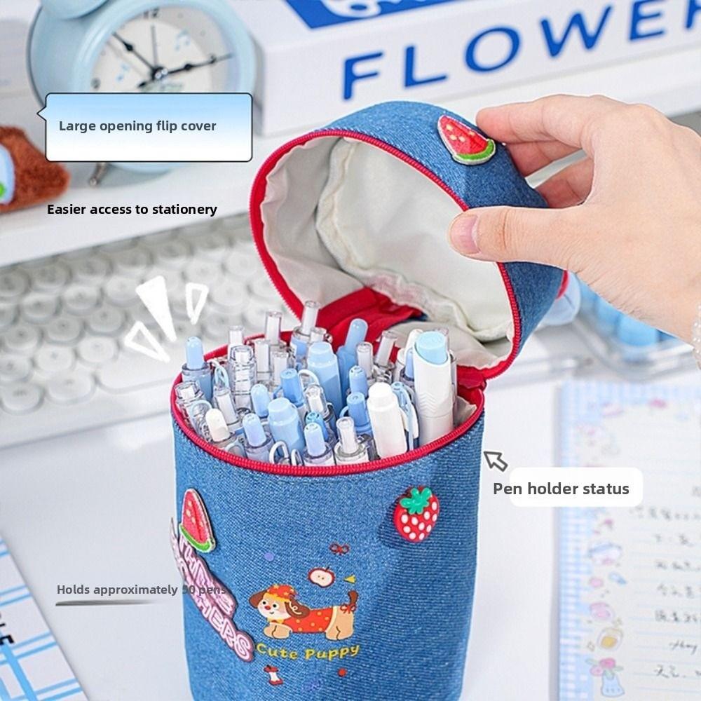 Puppy Pattern Pencil Storage Bag INS Makeup Brush Storage Bucket  School Office Supplies