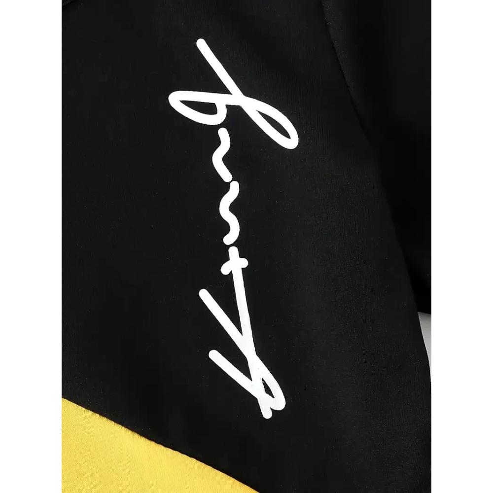 Two Piece Set Boys Short Sleeve Suit Vitality Tricolor Patch Color Designed for Active Boys