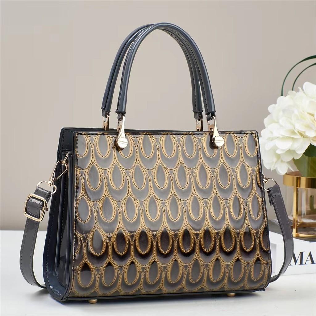 Stylish Medium Sized Bucket Bag For Women With Color Block Design In Black Blue Beige