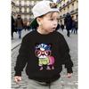 Kids Crewneck Long Sleeve Sweatshirt, Cute Cartoon Bulldog Puppy Print