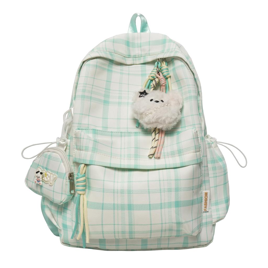 Schoolbag New Schoolbag Women's Summer Plaid Retro Literary Ins Style Niche Design Versatile Simple Large Capacity Backpack