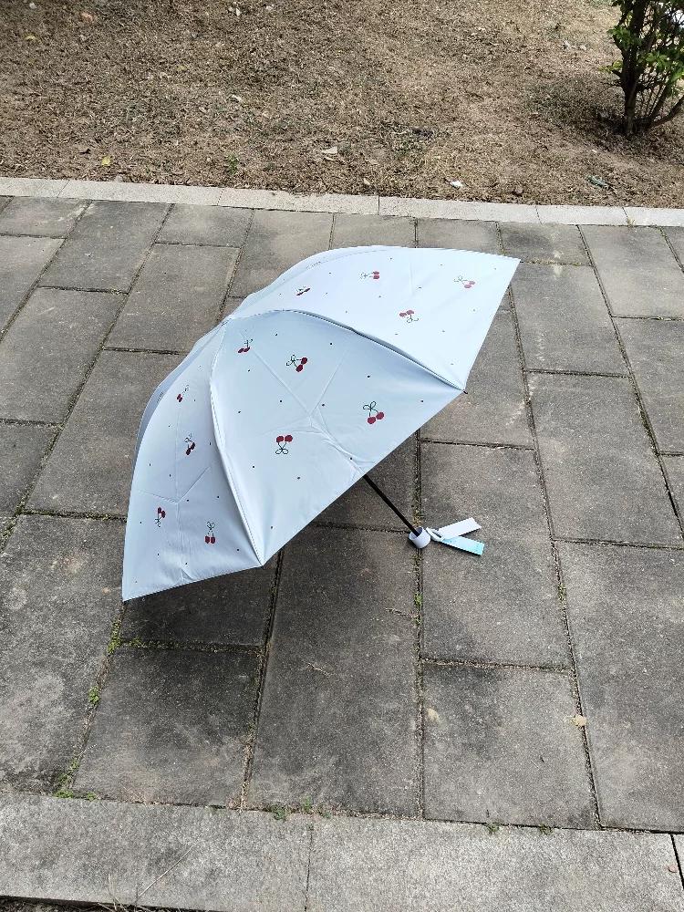 Paradise Umbrella 2026 New Model Genuine Black Coating Dual-Use Sunshade Umbrella with Eight Reinforced Ribs, Cherry Design, Uv Protection, Sun