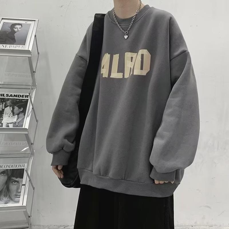 Men's Trendy Spring & Fall Crew Neck Sweatshirt - Hong Kong Style Loose Fit, Versatile, High Street Fashion.