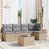 Vidaxl 6-Cz. Garden Furniture Set With Cushions, Beige, Poly Rattan