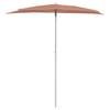Semi Circular Sun Umbrella with Pole 180 X 90 Cm Terracotta Red Orange