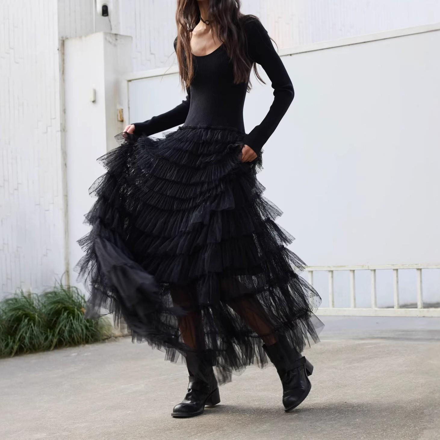Black Mesh Patchwork Dress - Early Spring Collection Medium