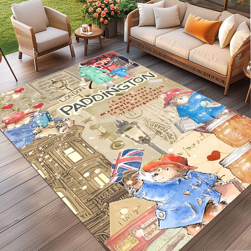 Paddington Bear Print Rug, Washable Floor Carpet, For Entryway Dorm Laundry Room Office Study, Home Decor Birthday Christmas Gift