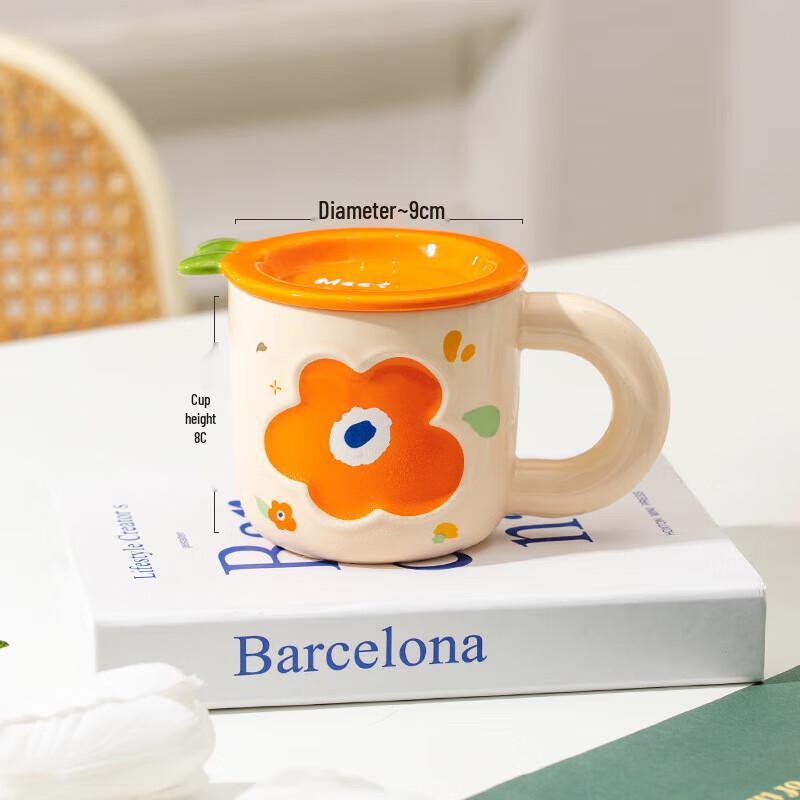Shangheng Danish Flower Ceramic Mug with Lid