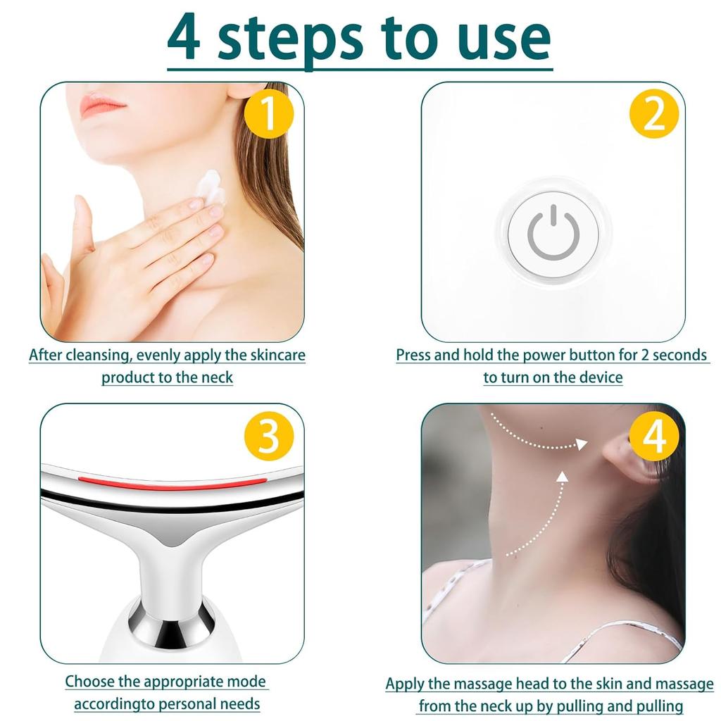 Multi Mode Advanced Facial Sculpting Tool: 3 In 1 Vibration Microcurrent Massager for Neck, Face and Double Chin Removal