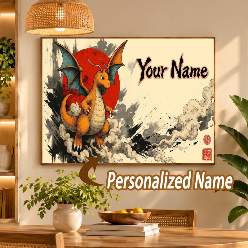 Charizard Custom Name Diamond Painting Personalized 5D Full Drill DIY Diamond Art Home Decor