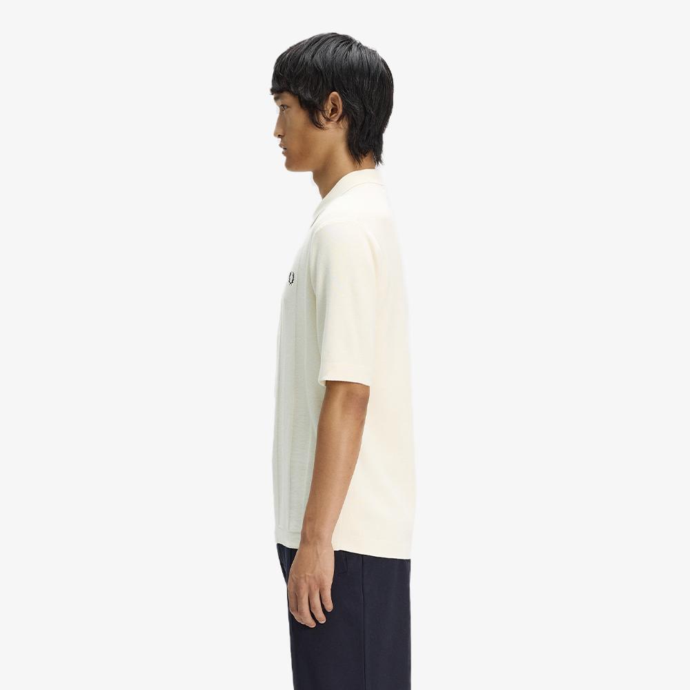 FRED PERRY [Sharp] Tonal Vertical Stripe Knit Shirt - Ecru Afpm2612324-560