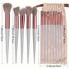 Professional Makeup Brush Set With Soft Hair, Including Eye Shadow, Foundation, Blush Brushes And 2 Brown Makeup Sponges