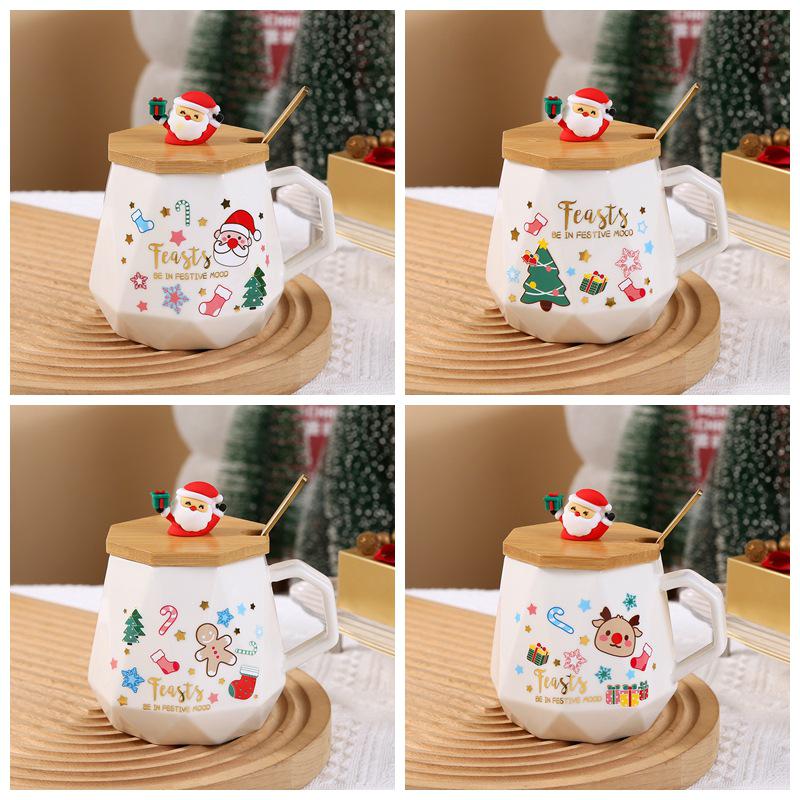 Creative Christmas Cartoon Santa Coffee Mug Gift Set Domestic Stock