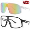 2pcs New Cycling Large Frame Outdoor Sports Sunglasses Full Frame One-piece Sun Glasses Men Women Driving Fishing UV400 Goggles