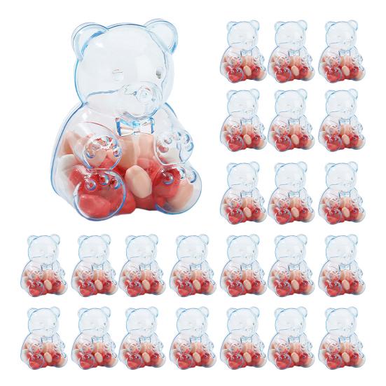 Bear-Shaped Candy Box Large Capacity Clear Plastic Storage Container Reusable Decorative Candy Storage Jar