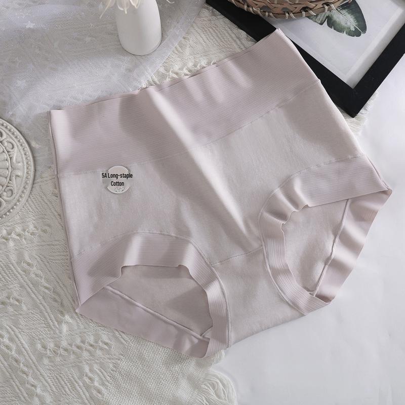Women's Large High Waist Seamless Briefs - 5A Grade Pure Xinjiang Cotton, Antibacterial & Breathable.