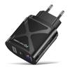 Dual Port LED Light-Up 25W Fast Charger with PD+QC3.0 for Mobile Phones - US/EU/UK Standards