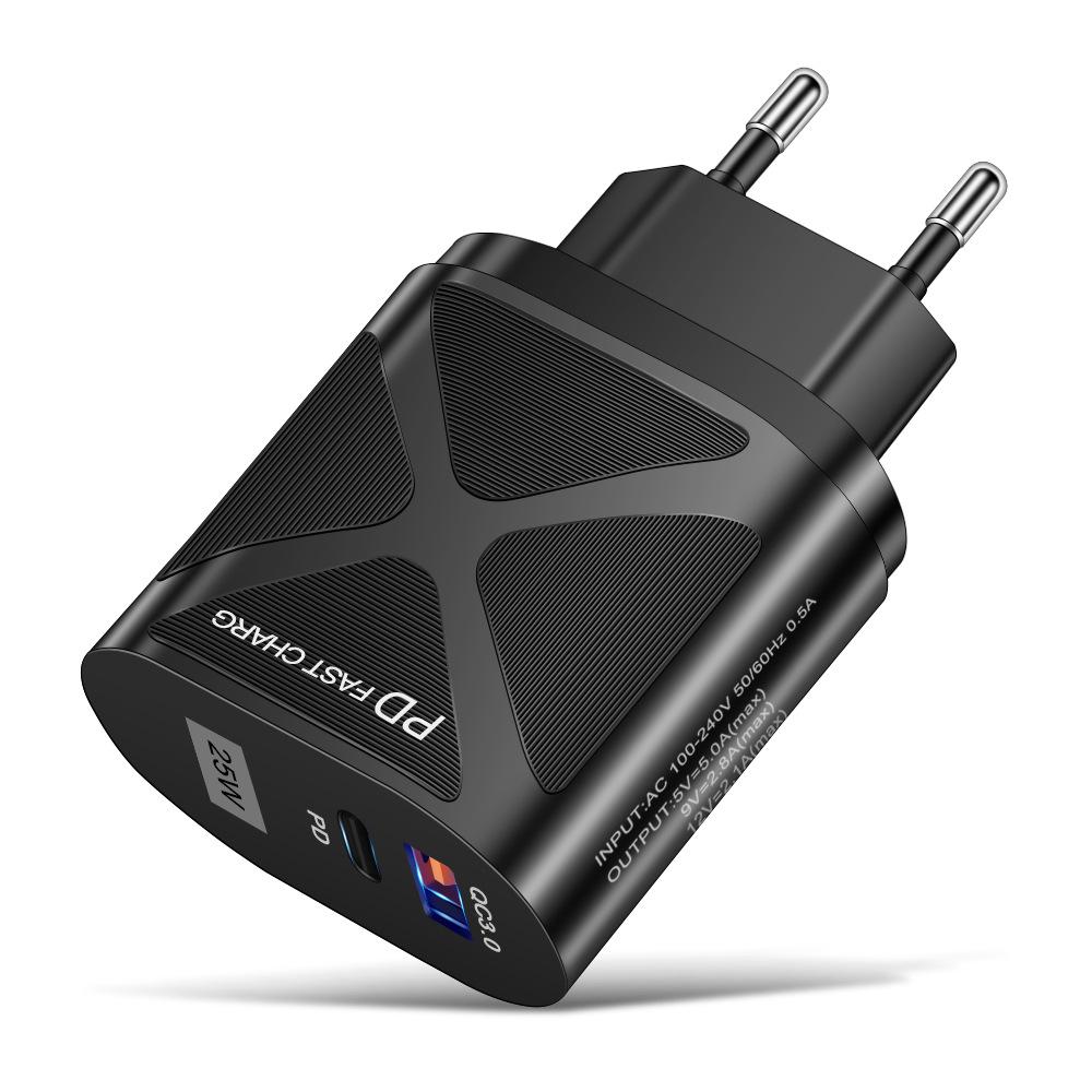 Dual Port LED Light-Up 25W Fast Charger with PD+QC3.0 for Mobile Phones - US/EU/UK Standards