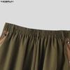 INCERUN Men Elastic Waist Casual Long Drop-crotch Pants Side Rivet Trousers