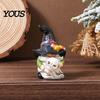 Weather Resistant Gnome Sculptures Halloween Witch Hat Figurine, Mini Wizard Resin Figurines Statue, Dwarf Sculpture Ornament for Indoor Outdoor