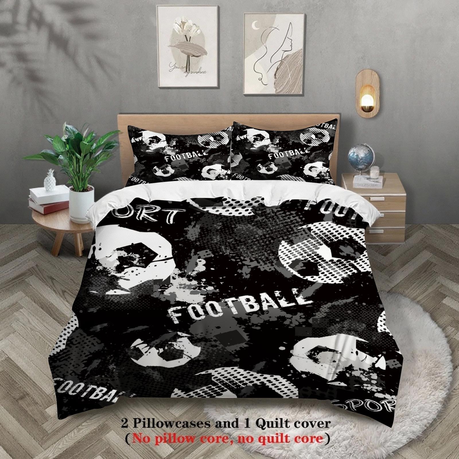 

3 шт. Комплект постельного белья Мультяшный Футбол 3D Принт Матовый Удобный Пододеяльник Королевский Размер Квин Полуторный Односпальный Размер Подарок на День Рождения Декор Комнаты EU Single 135x200cm