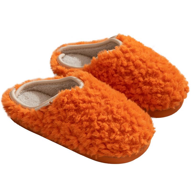 Fabric Plush Cotton Slippers Winter Simple Home Couple Warm Home Confinement Cotton Shoes