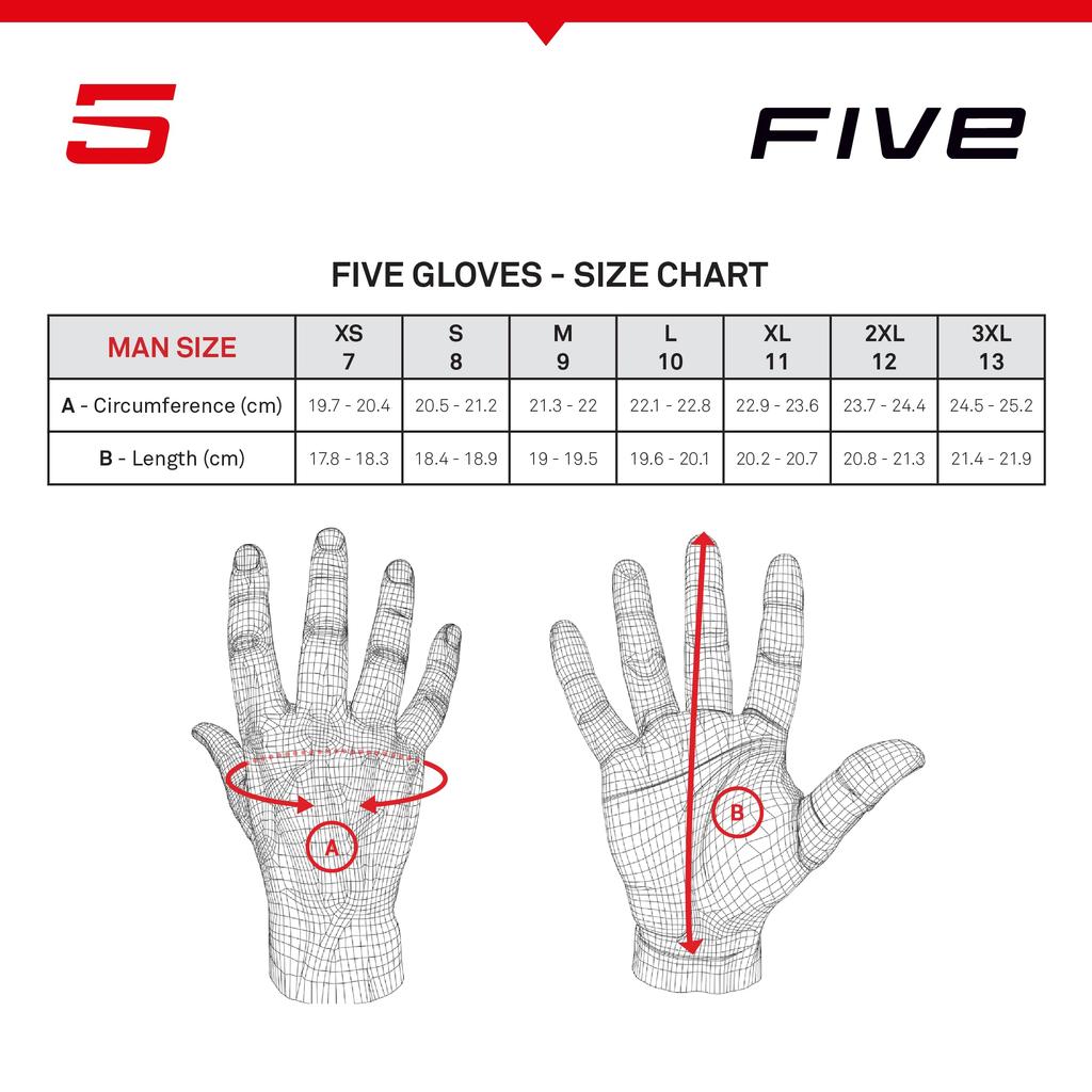 FIVE RS3 EVO Motorcycle Gloves, Black/Red (Size L)