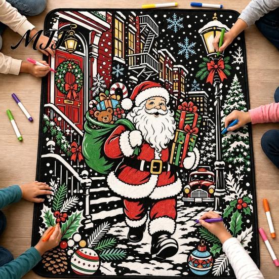 Birthday Gift for Coloring Enthusiasts Christmas DIY Blanket, Color Your Own Throw 59" x 49" Cozy Washable Fabric Blanket Art Project Adults