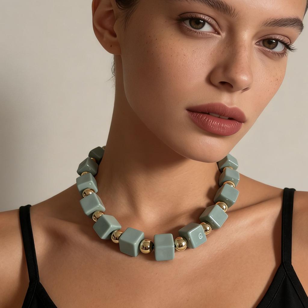 Minimalist Personality Multi Layer Handmade Geometric Colorful Square Beaded Bohemian Necklace Women Fashion Jewelry