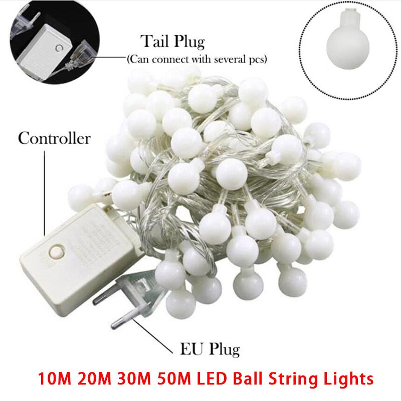 5m Outdoor LED Ball String Lights Christmas Garland Fairy Light Wedding Party Garden Street Outdoor Decoration Holiday Lamp