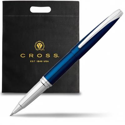 Cross ATX Kugelschreiber mit Geschenkbox und Einkaufstasche, durchscheinend Blau (Wasserbasierter Stift) 885-37, Tasche,