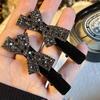 2PCS Black,Velvet,Hair Clips,Hair Clips,Glitter Diamonds,Premium,Rhinestones,Bow,Duckbill Clips,Forehead,Shattered Hair Clips,Ba