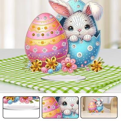 Acrylic Special Shaped Easter Bunny Eggs Diamond Painting Desktop Decorations Diamond Painting Desktop Ornament for Office Decor