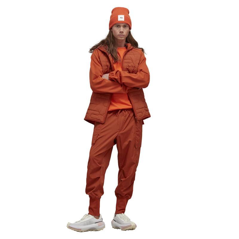 Y-3 Basic Warm Hooded Solid Color Cotton Jacket Men Jacket Orange HT4479