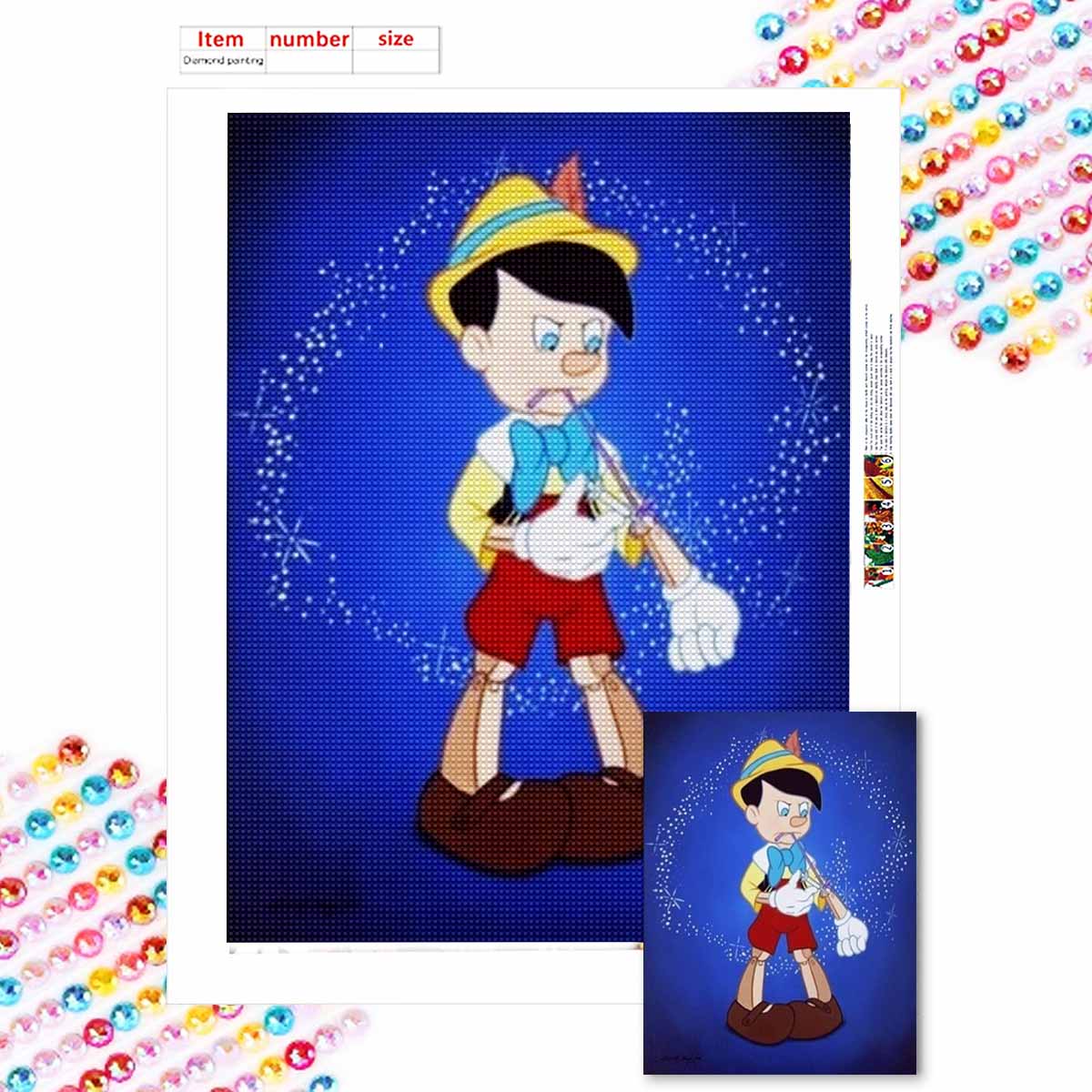 

5D Алмазная живопись своими руками Прекрасный Пиноккио Полная выкладка Стразы Мозаика Вышивка Изделия ручной работы Домашний декор Подарок Round 20x30cm