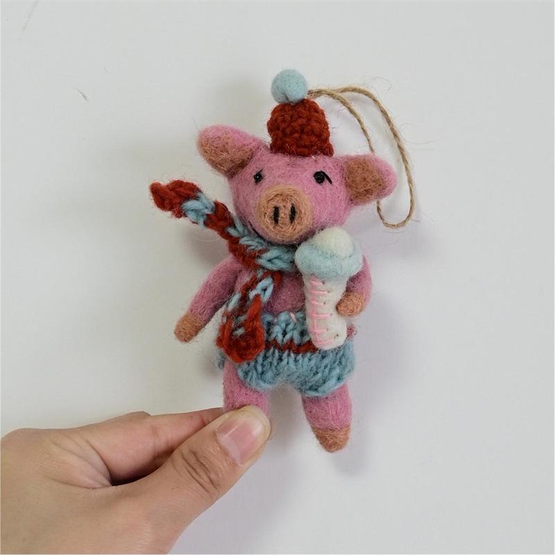 Handmade Wool Felt Animal Keychain Ornament